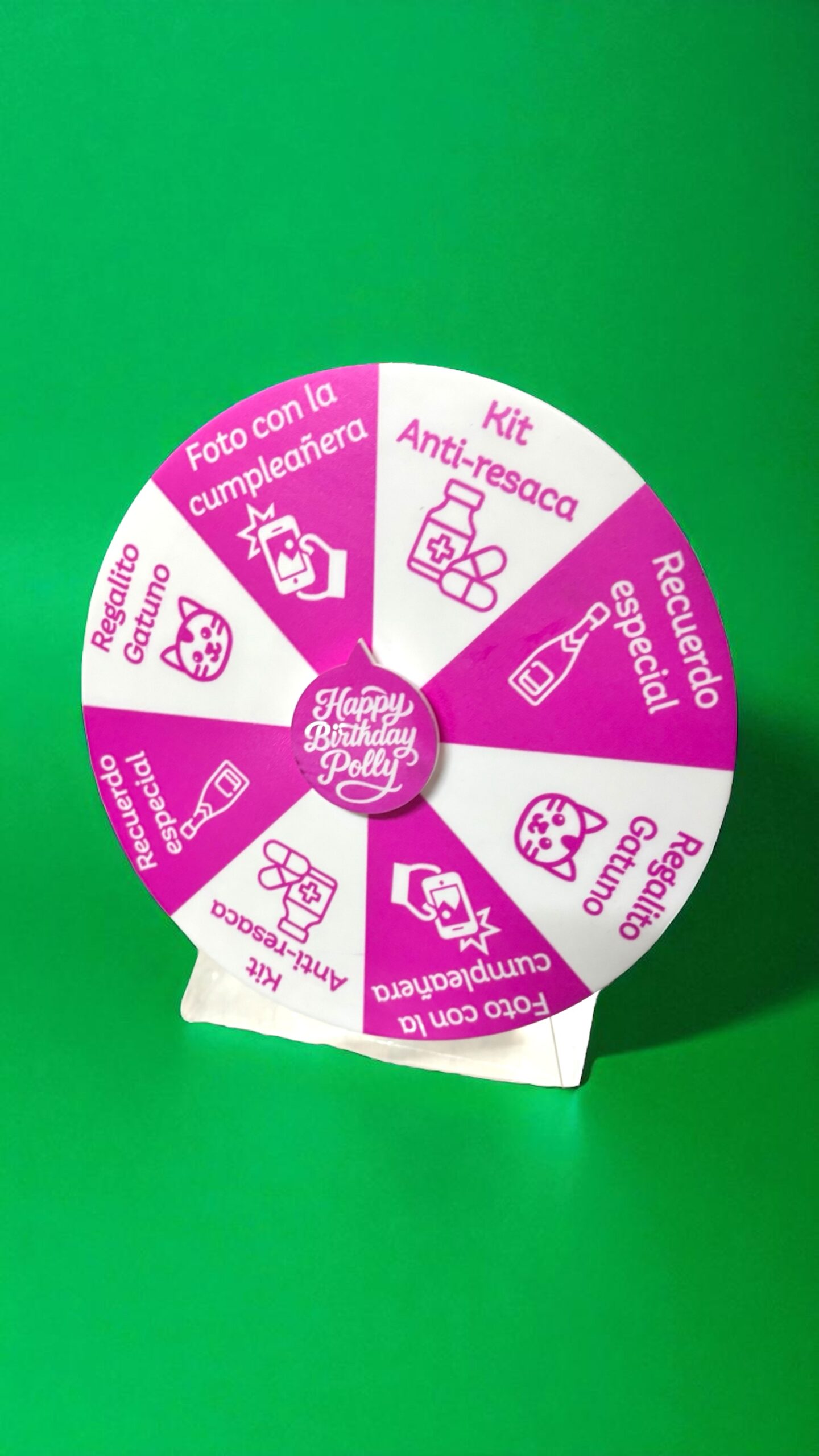 Mini ruleta de premios personalizada – 16 y 20 cm | Base acrílica transparente - Imagen 4